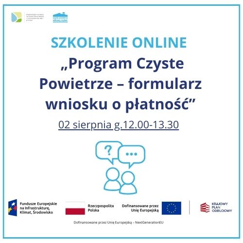 Szkolenie online „Program Czyste Powietrze – formularz wniosku o płatność””