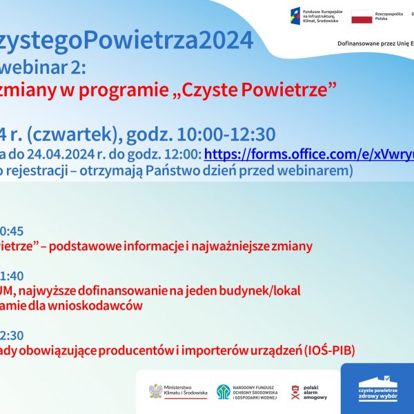 Zdjęcie prezentujące - Zapraszamy na 2. webinar o zmianach w programie „Czyste Powietrze”