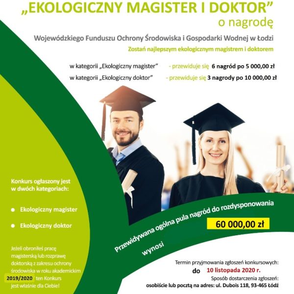 Zdjęcie prezentujące - VII edycja Konkursu „Ekologiczny magister i doktor” o nagrodę WFOŚiGW w Łodzi